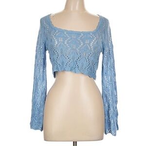 Almost Famous Women's Light Blue Lace Blouse